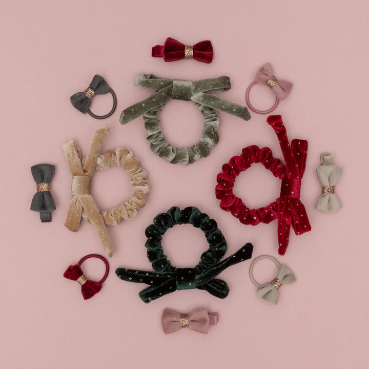 Mimi & Lula Christmas Velvet Bow Scrunchies