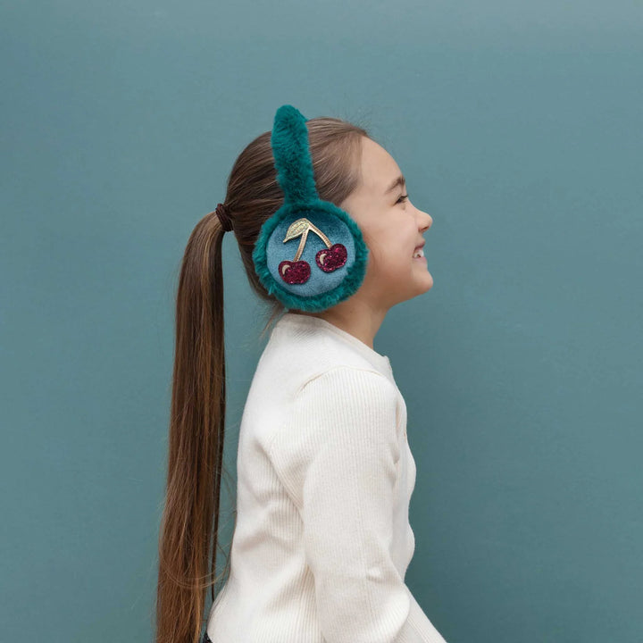 Mimi & Lula Teal Cherries Ear Muffs