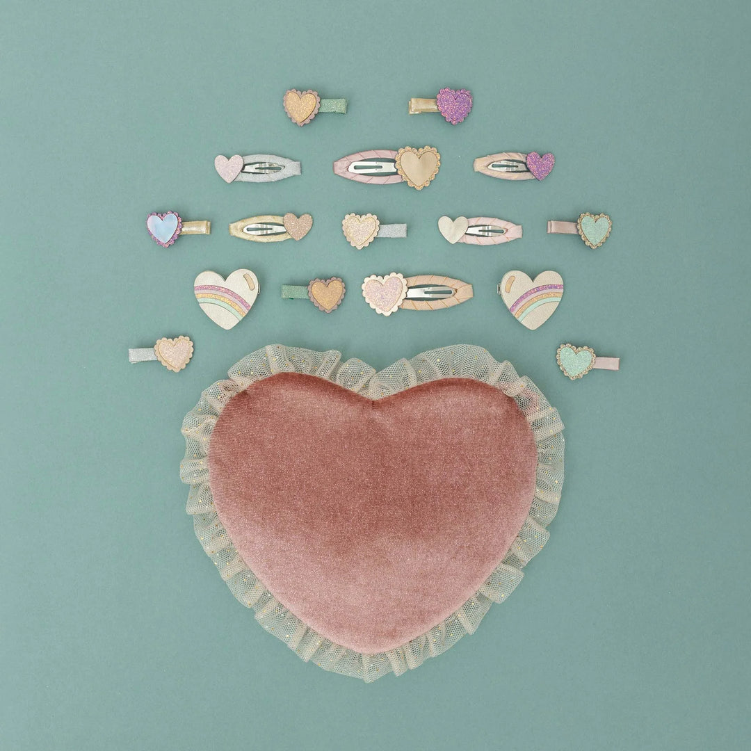 Mimi & Lula. Rainbow Stripe Heart Salon Clips