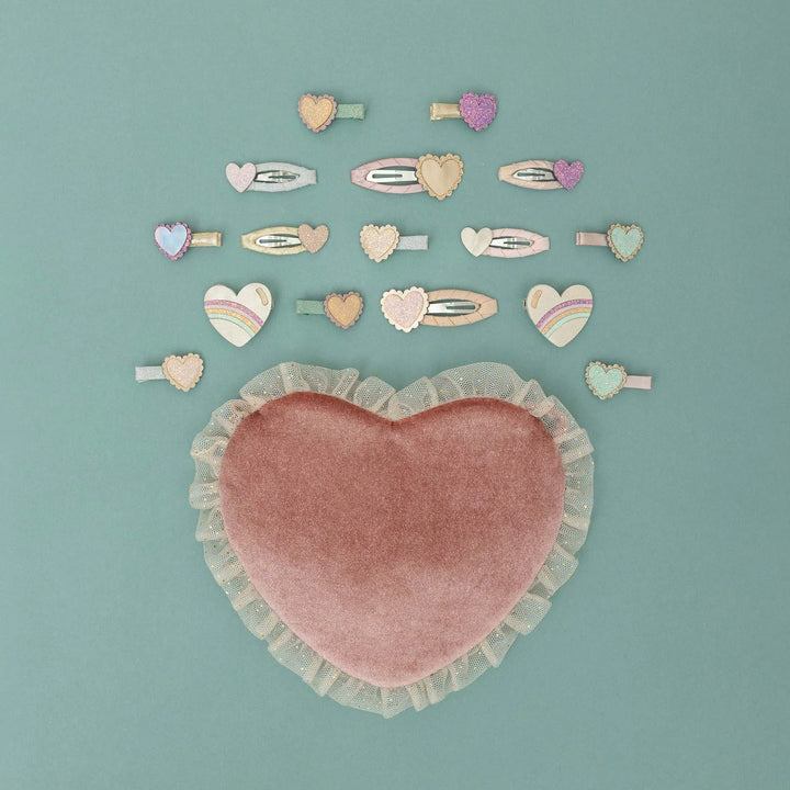 Mimi & Lula. Rainbow Stripe Heart Salon Clips