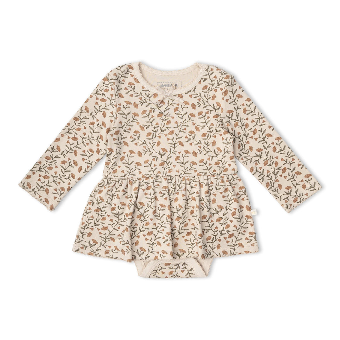 Makemake Organics Organic Bodysuit Dress & Leggings Set - Rustbloom