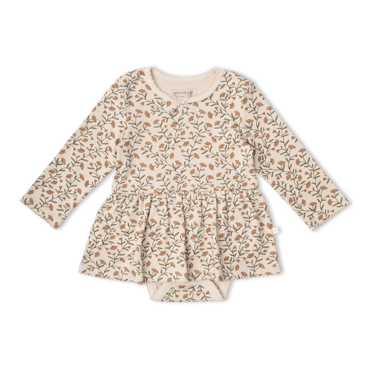 Makemake Organics Organic Bodysuit Dress & Leggings Set - Rustbloom