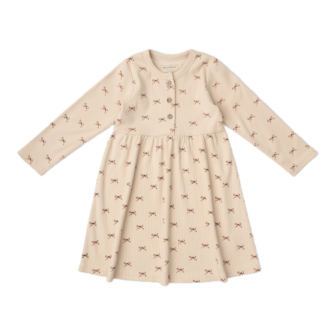 Makemake Organics Buttoned Dress - Tiny Bows