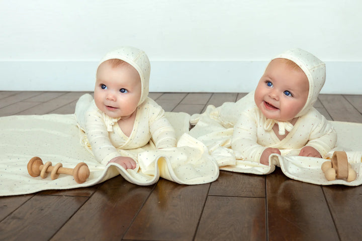 Noggi Velour Dot Pattern Wrap Footie - Hearts