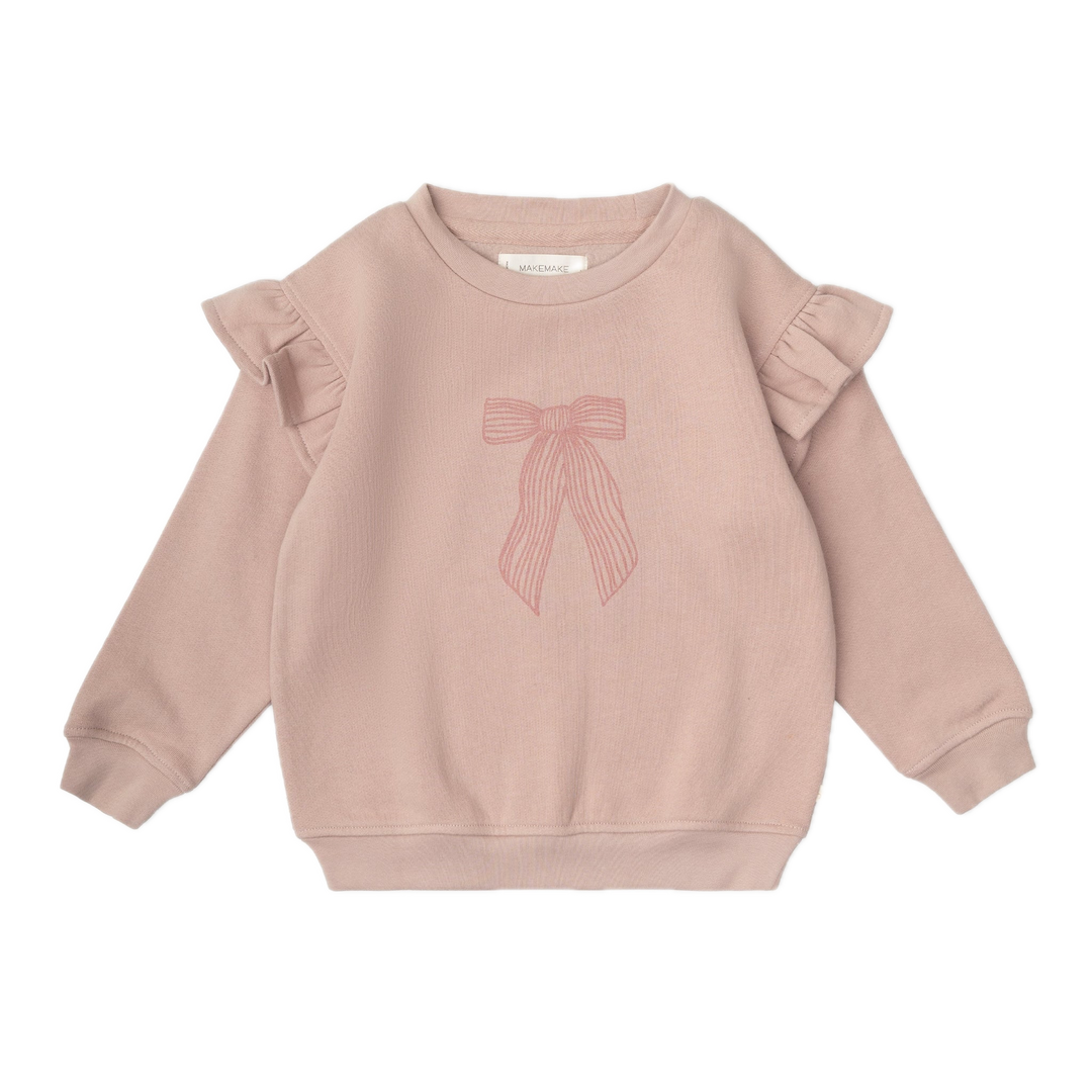 Makemake Organics Fleece Ruffle Sleeve Sweatshirt - Bow