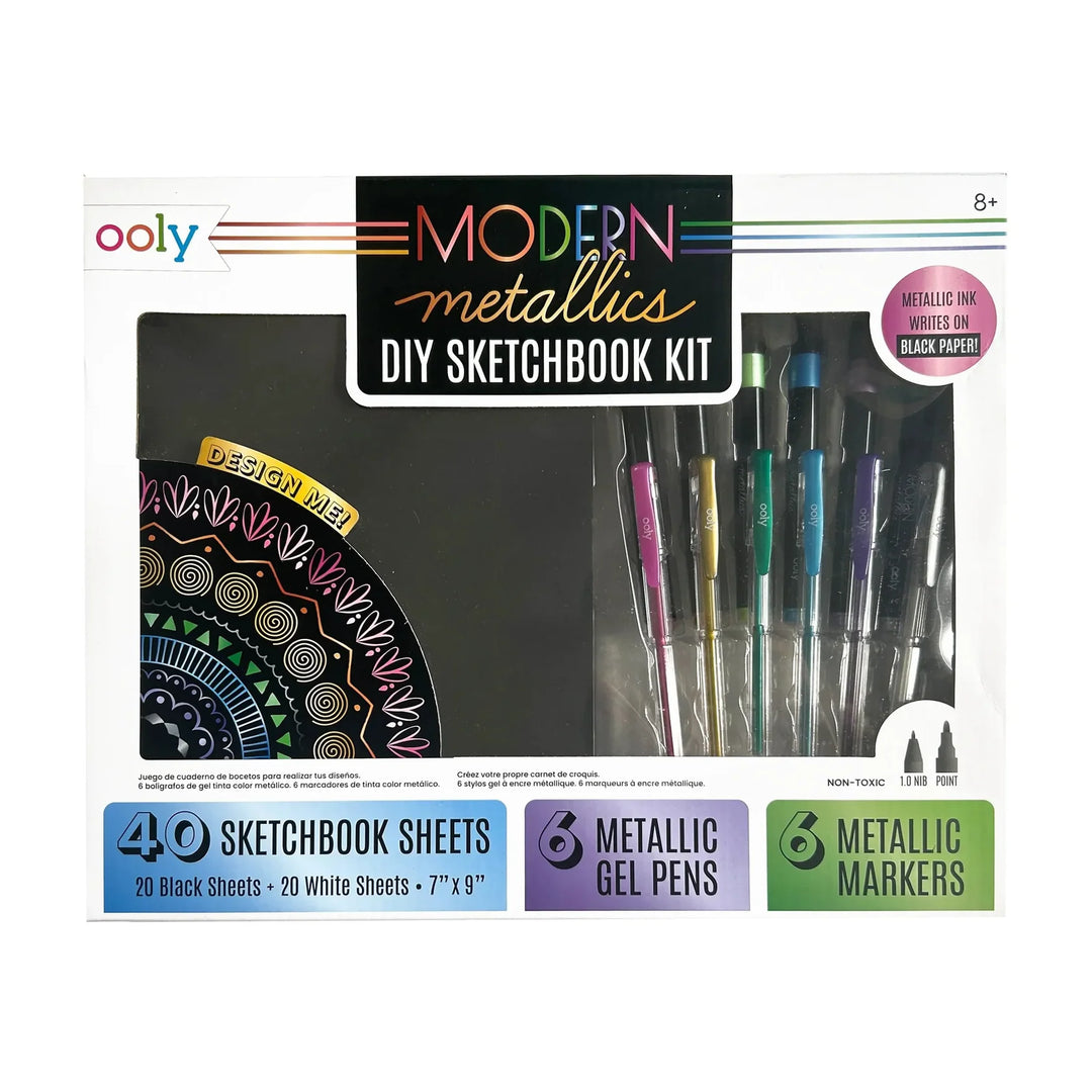 Ooly Modern Metallics DIY Sketchbook Kit - 13 PC Set