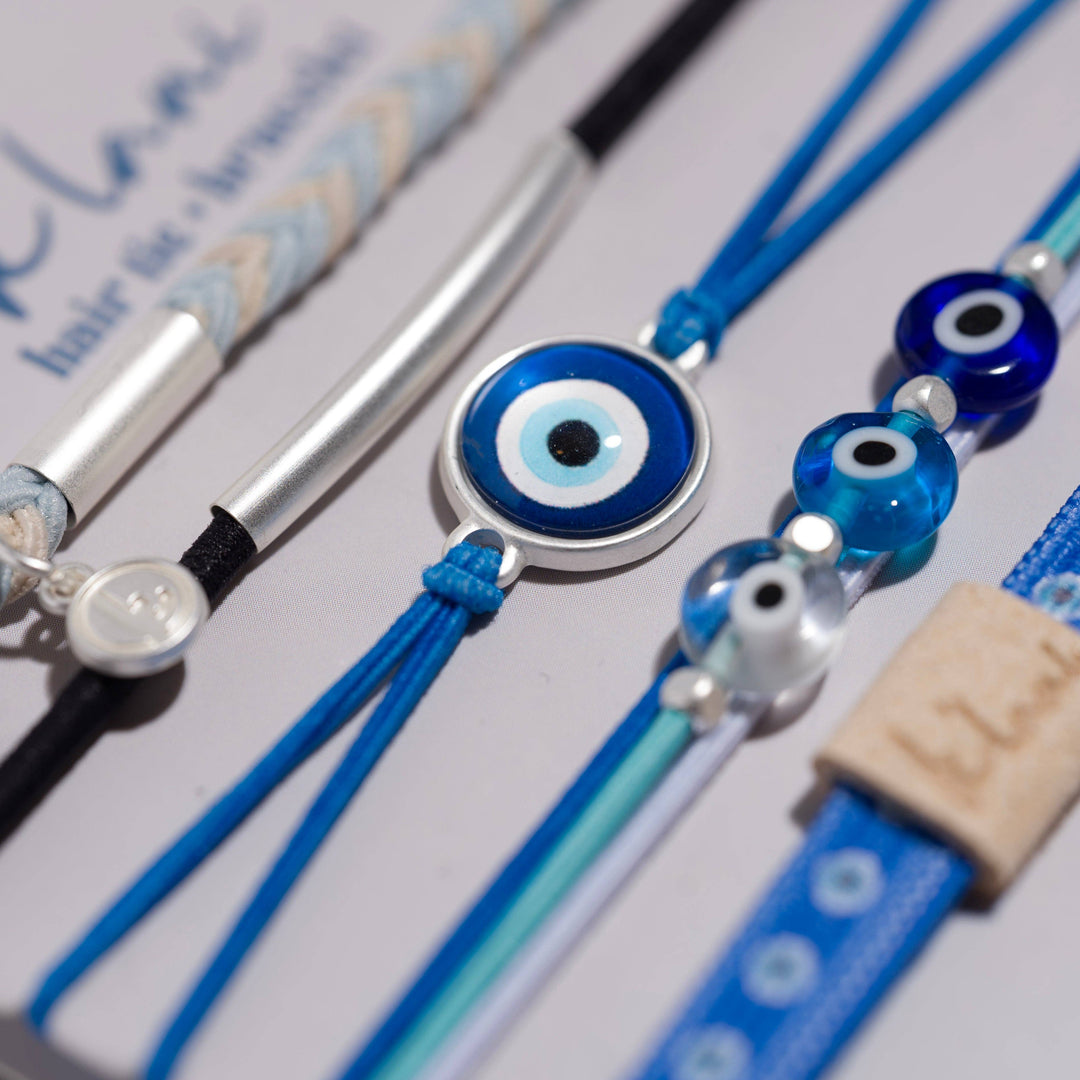 K'lani "Resist" Blue Evil Eye Hair Tie Bracelets
