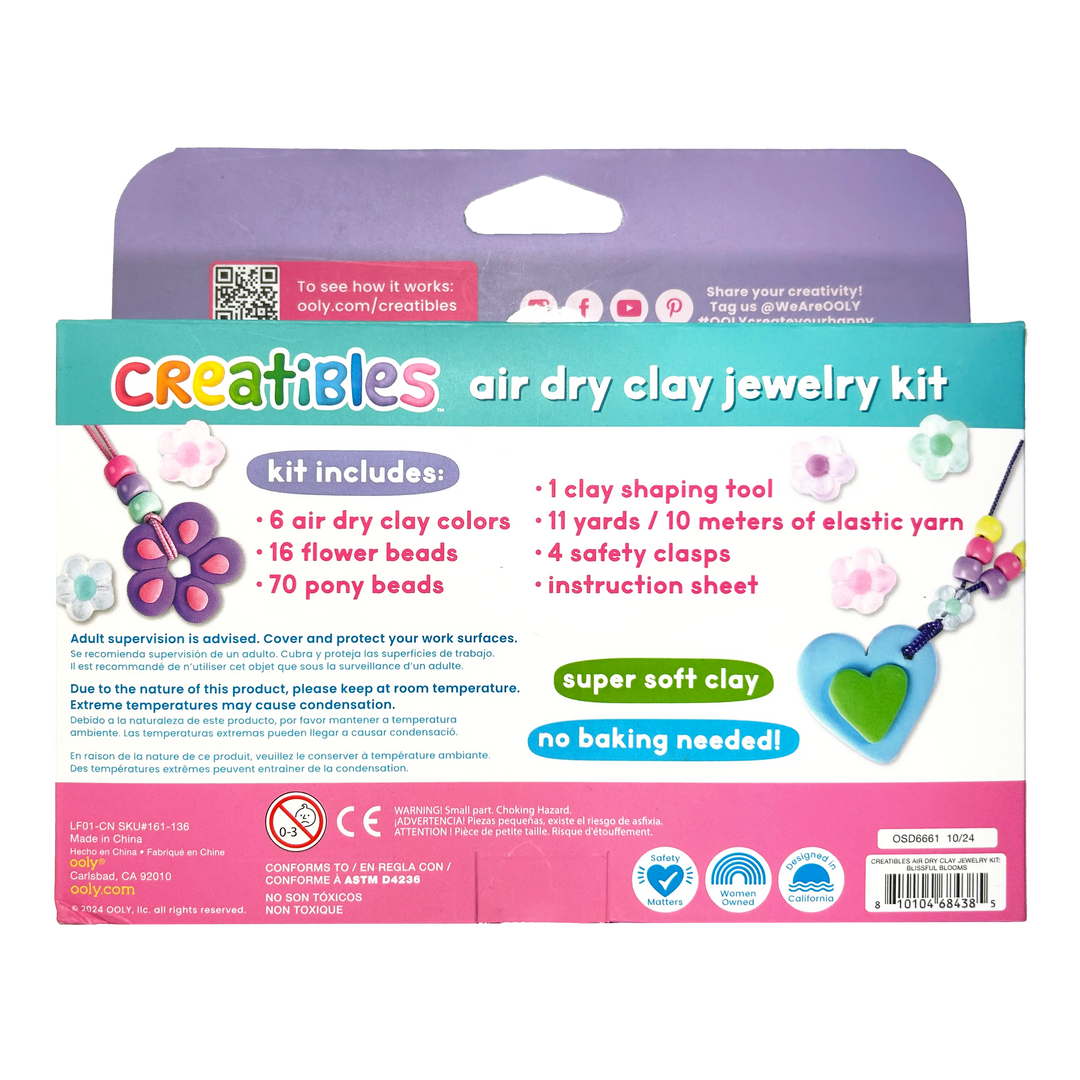 Ooly Creatibles Air Dry Clay Jewelry Kit - Blissful Blooms