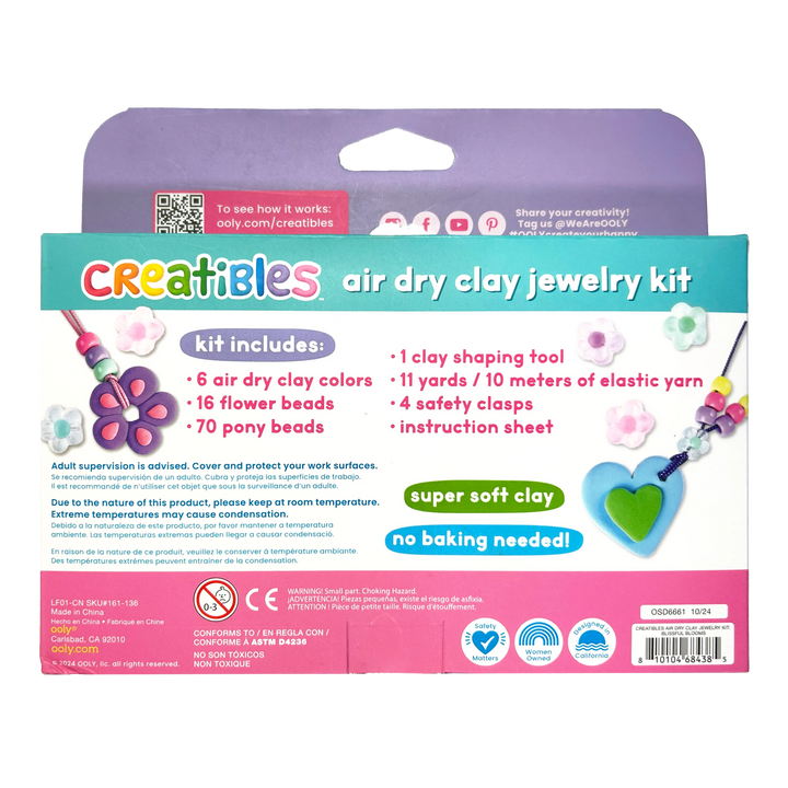 Ooly Creatibles Air Dry Clay Jewelry Kit - Blissful Blooms