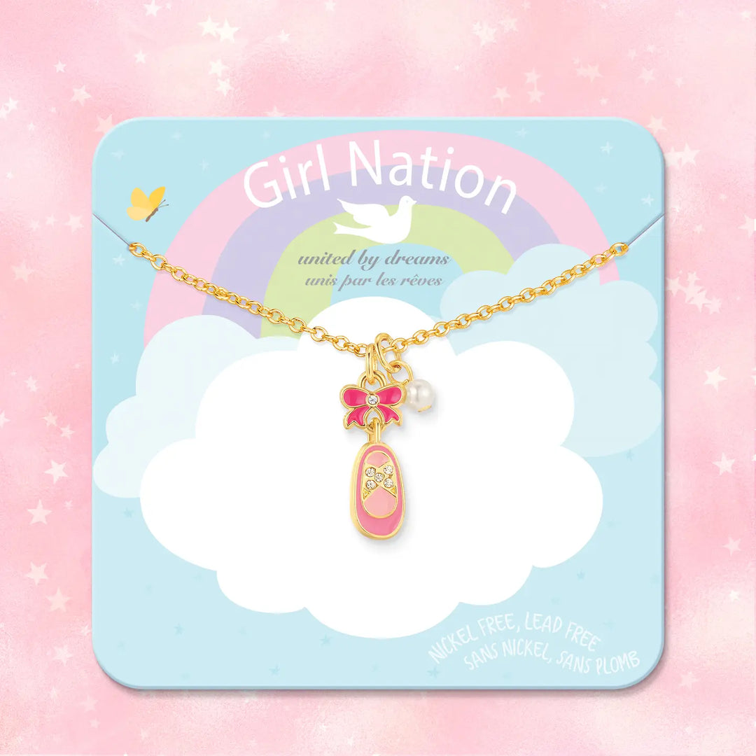Girl Nation Sweet Petite Necklace- Crystal Ballet Shoe