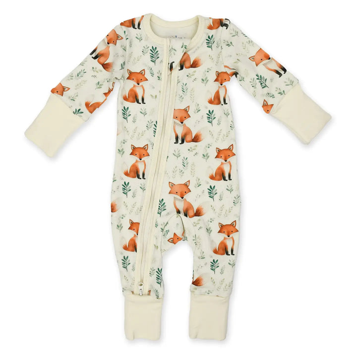Earthy Organic Cotton Baby Pajamas 2-Way Zip Front Zipper Sleeper - Copper