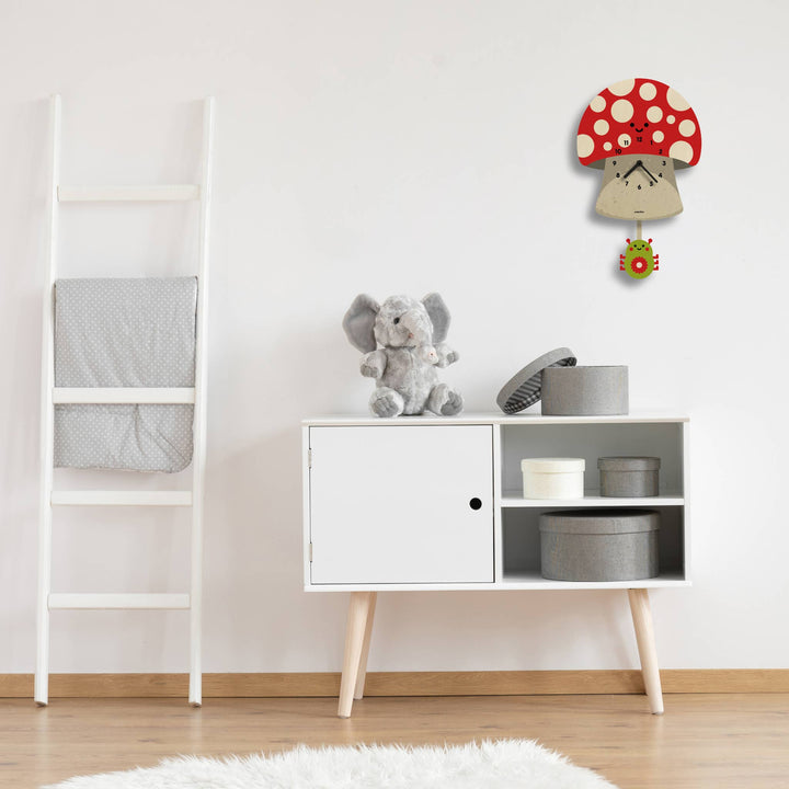 Popclox Mushroom Pendulum Clock - Wood