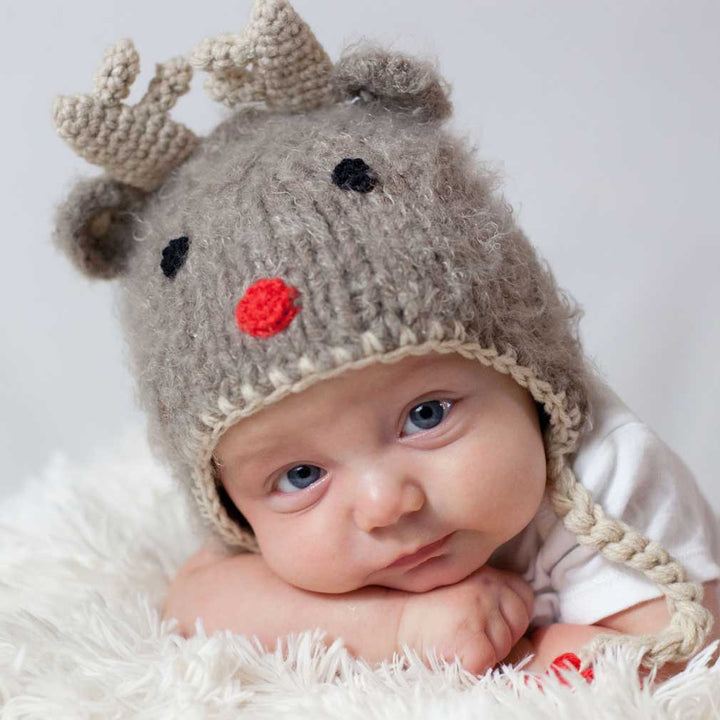 Huggalugs Rudolph Reindeer Beanie Hat Baby & Kids