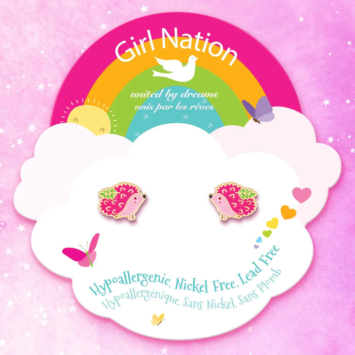 Girl Nation Prickly Pink Hedgehog Cutie Stud Earrings
