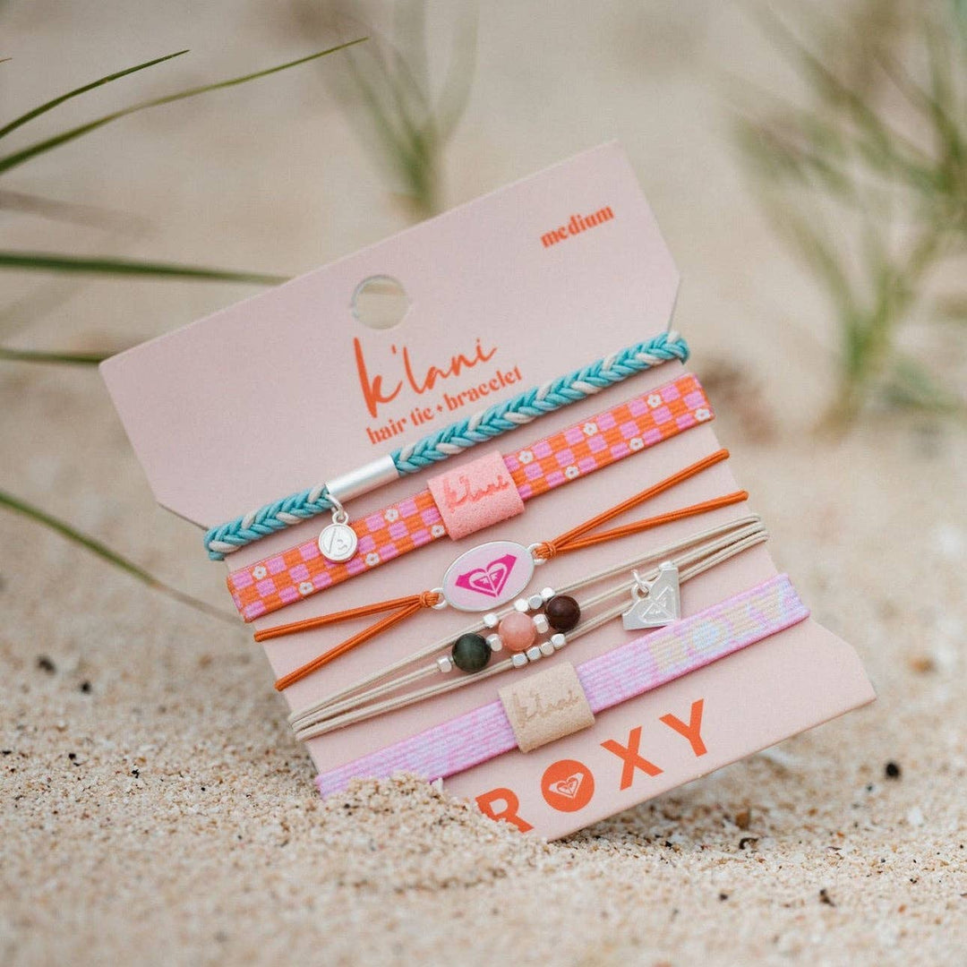 K'lani "Roxy Pink Tropics" Pink and Coral Island Vibe Hair Tie Bracelets