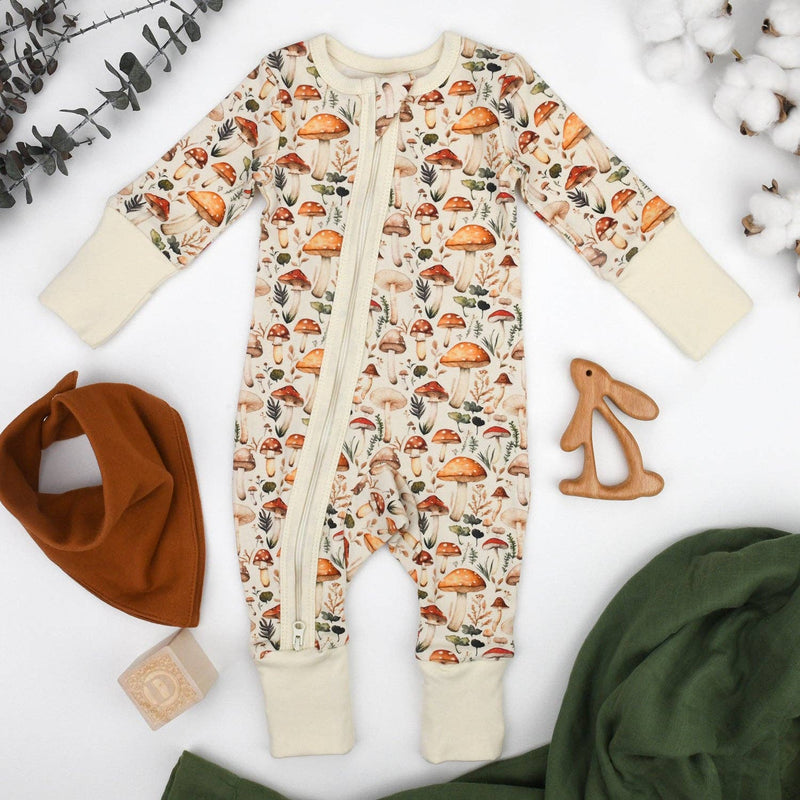 Earthy Organic Cotton Baby Pajamas - Fennel