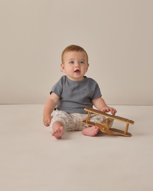 Quincy Mae Woven Boxy Top - Ocean