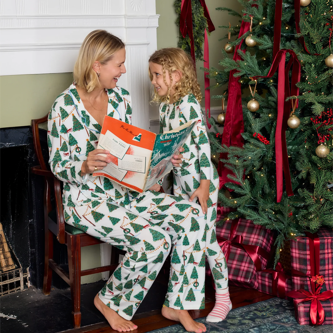 Pink Chicken Women's Bamboo Pajamas - Christmas Tree Farm