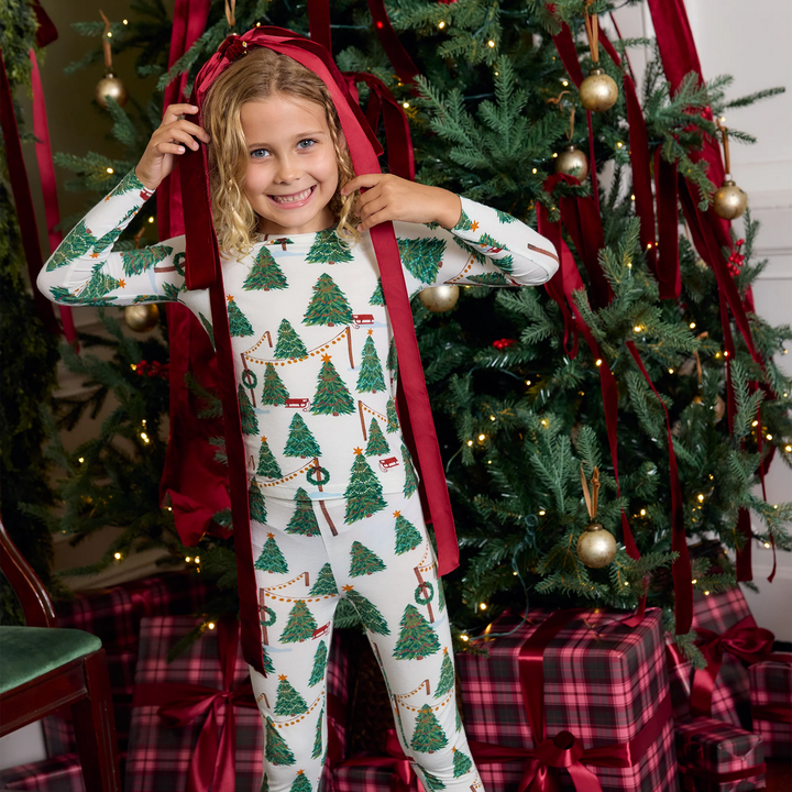 Pink Chicken Bamboo Pajamas - Christmas Tree Farm