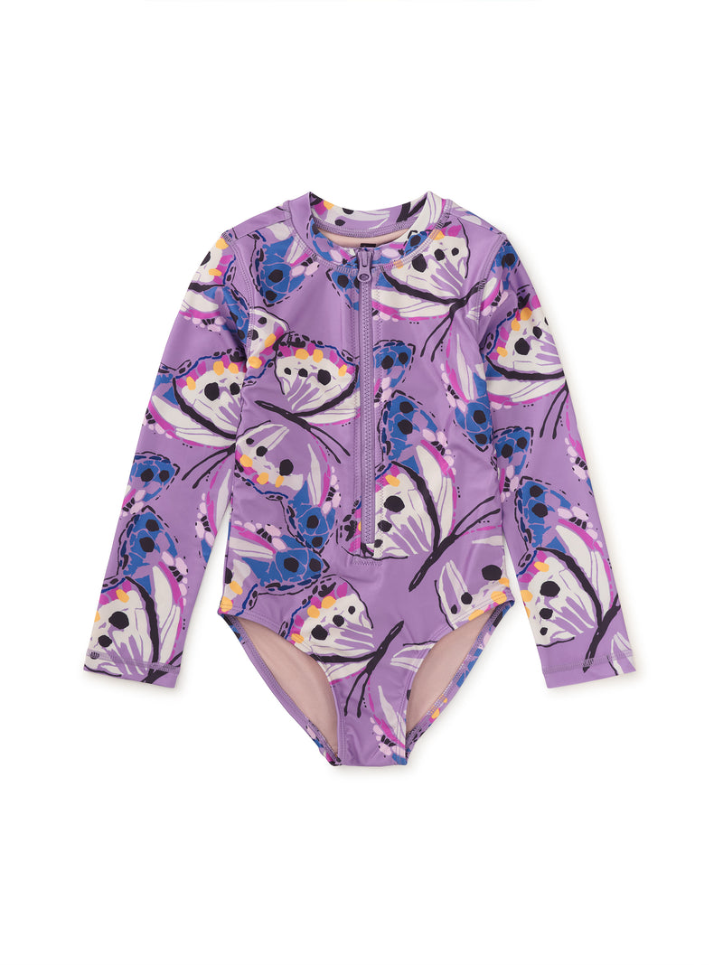 Tea Collection Long Sleeve One-Piece Swimsuit - Carnival Butterfly