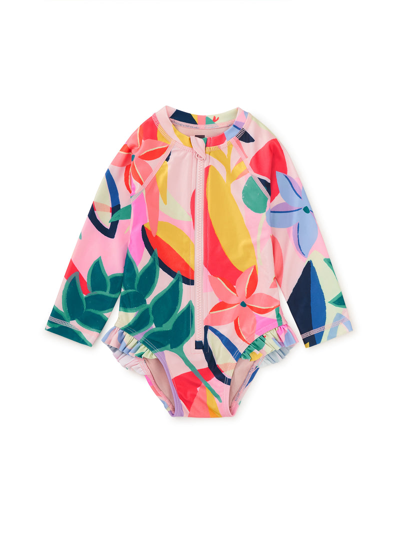 Tea Collection Rash Guard Baby Swimsuit - Parakeet Tropicalia