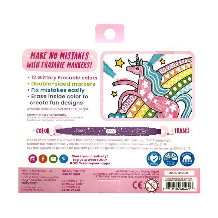Ooly Make No Mistake!: Glittery Erasable Markers