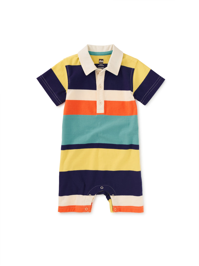 Tea Collection Polo Baby Romper - Patina