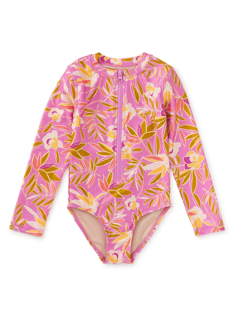 Tea Collection Long Sleeve One-Piece Swimsuit - Tropical Gardenias