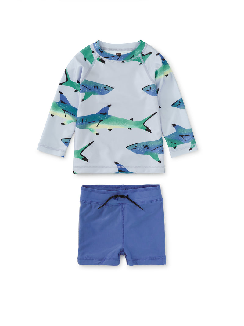 Tea Collection Rash Guard Baby Swim Set - Painted Sharks
