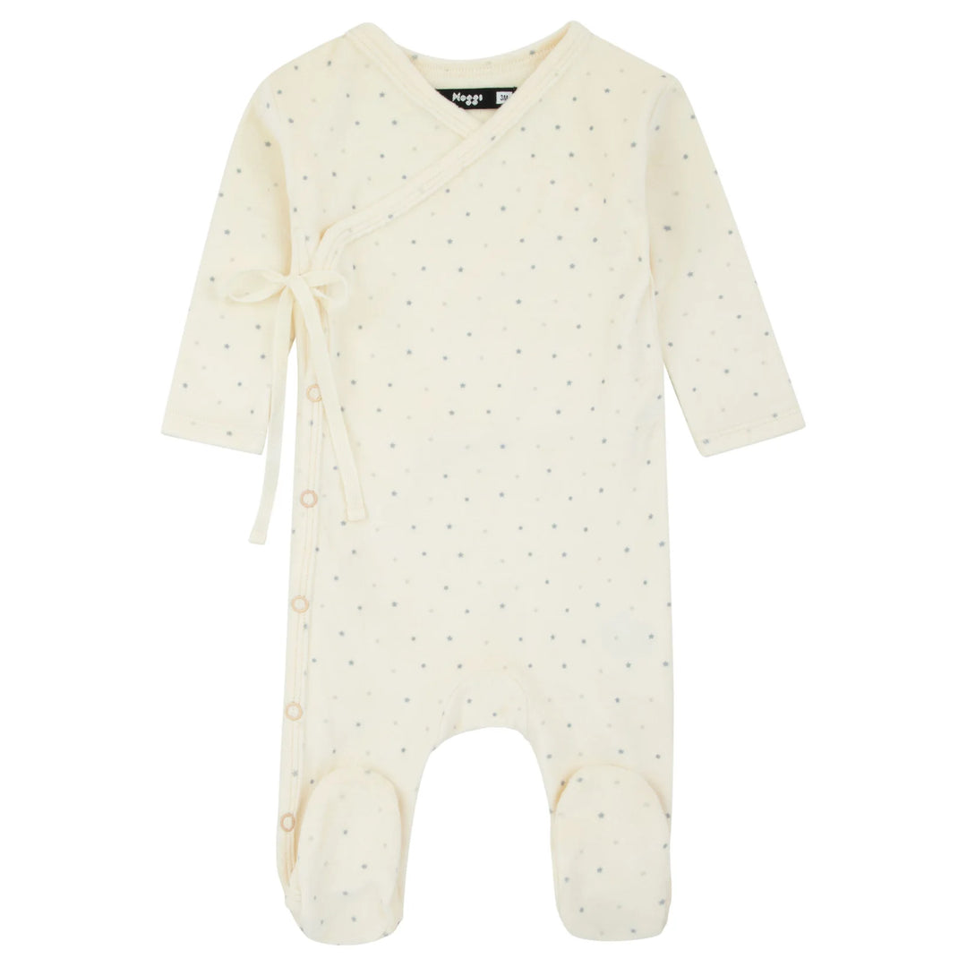 Noggi Velour Dot Pattern Wrap Footie - Stars