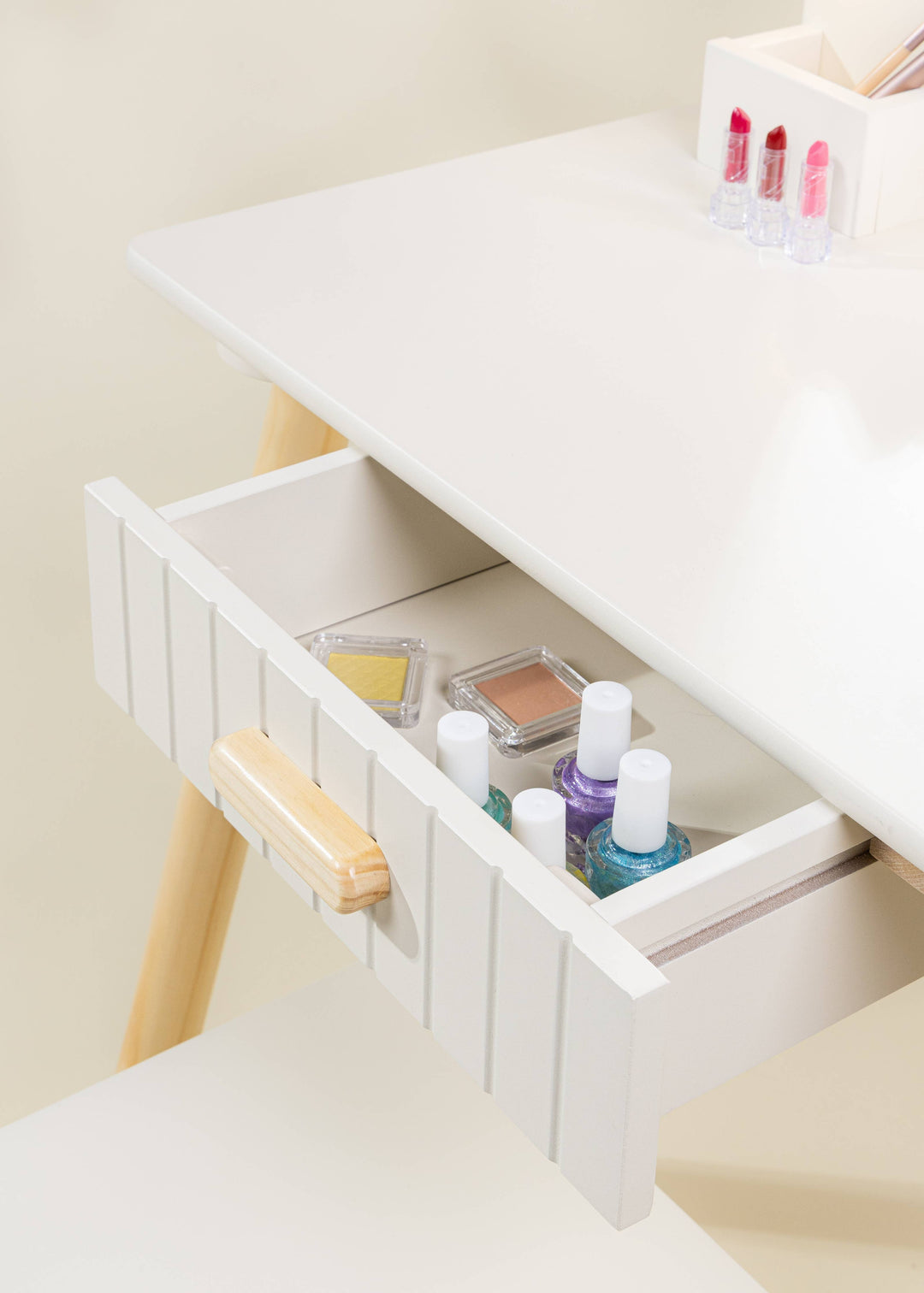 Coco Village Wooden Play Vanity with Lighted Mirror & Stool