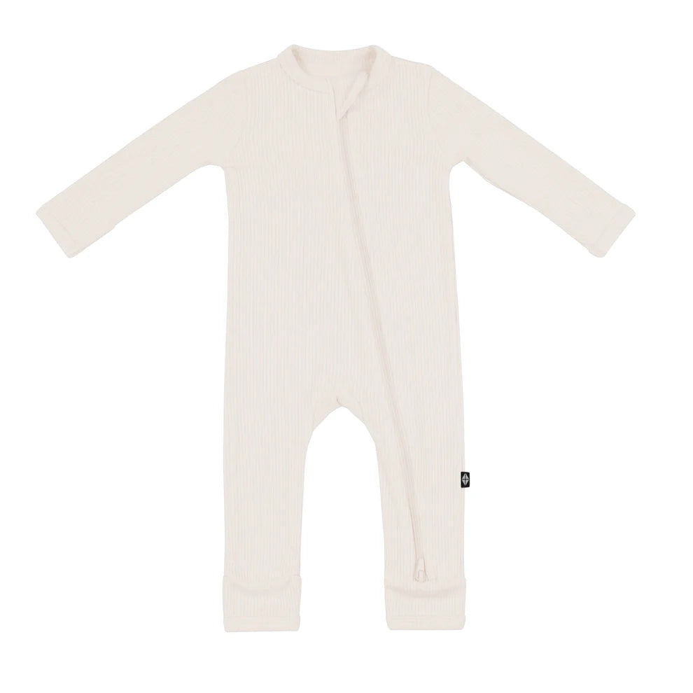 Kyte Baby Ribbed Zipper Romper - Oat