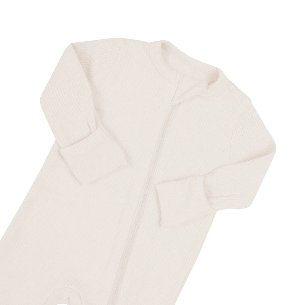 Kyte Baby Ribbed Zipper Romper - Oat