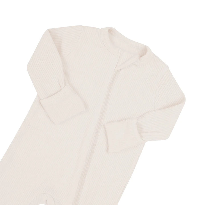 Kyte Baby Ribbed Zipper Romper - Oat