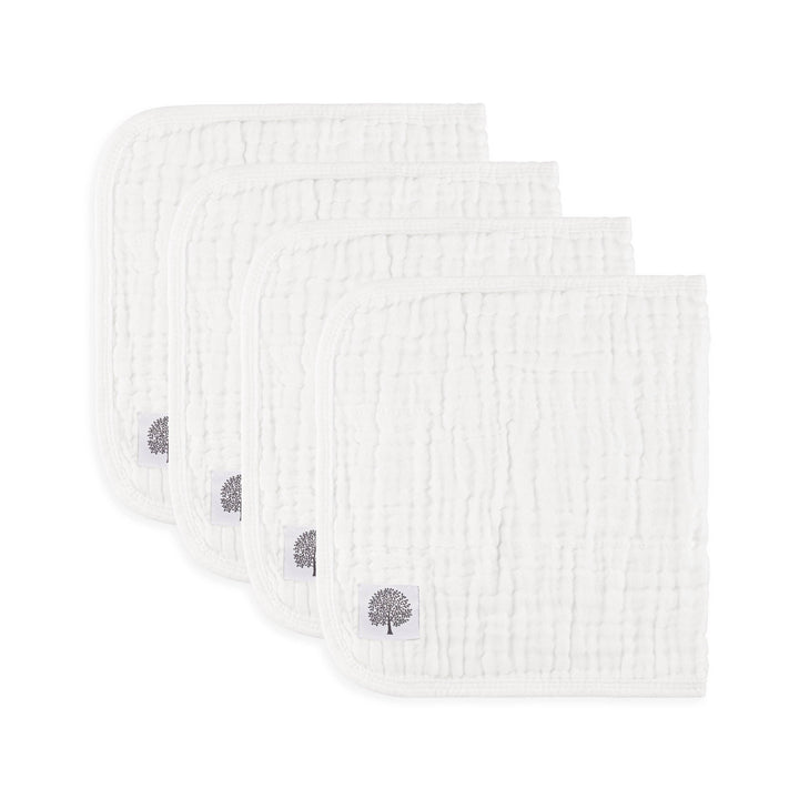 Parker Baby Co. Muslin Burp Cloths 4 Pack - White