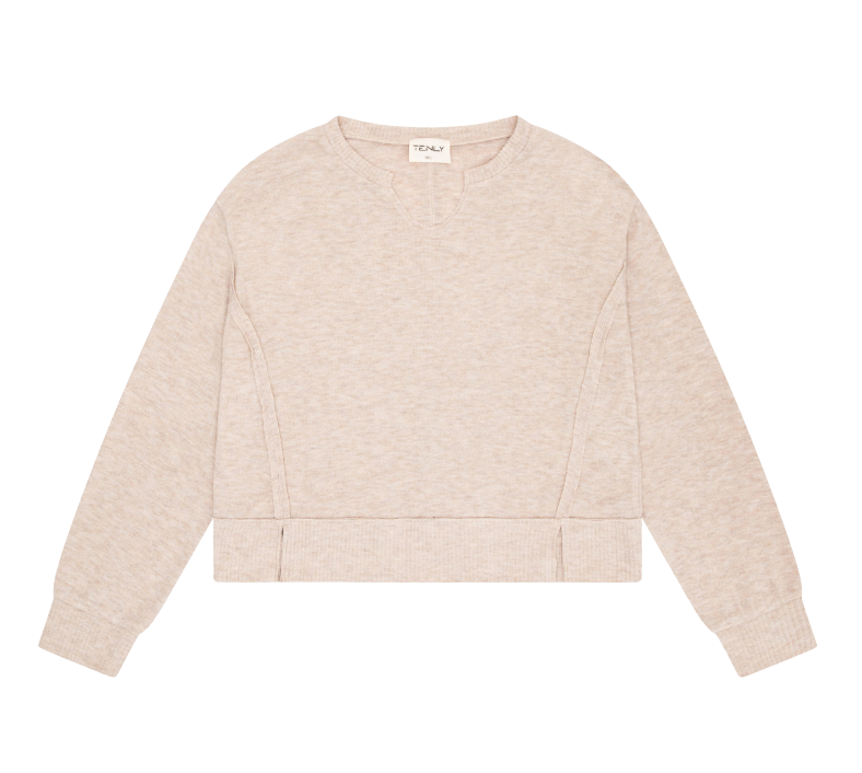 Tenly Hacci Jersey Cropped Tunic - Latte