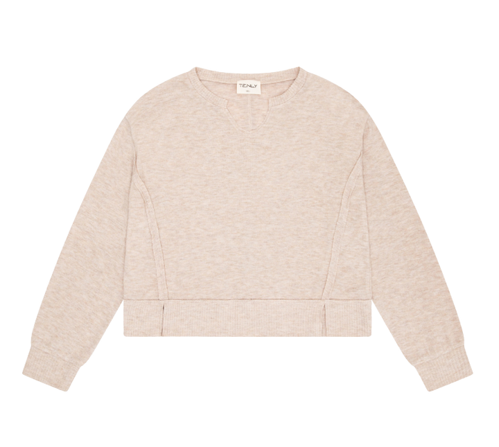 Tenly Hacci Jersey Cropped Tunic - Latte