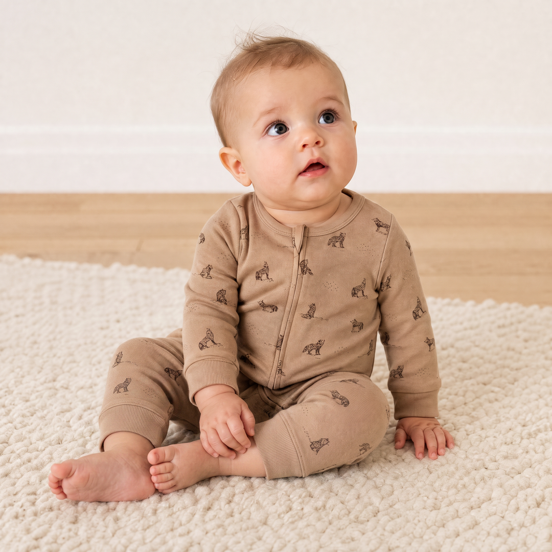Makemake Organics 2-Way Zip Romper - Woodland Fox