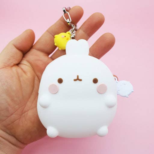 Molang Silicone Zipper Pouch – Soft Coin Purse with Charm