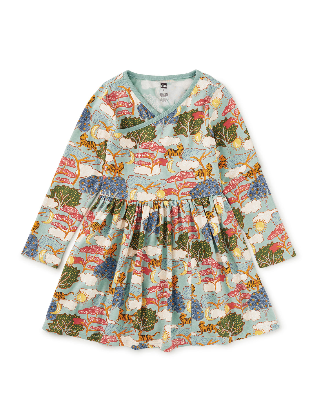 Tea Collection Long Sleeve Wrap Neck Dress - Sun & Moon Folktale