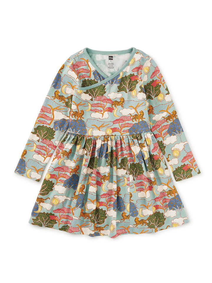 Tea Collection Long Sleeve Wrap Neck Dress - Sun & Moon Folktale