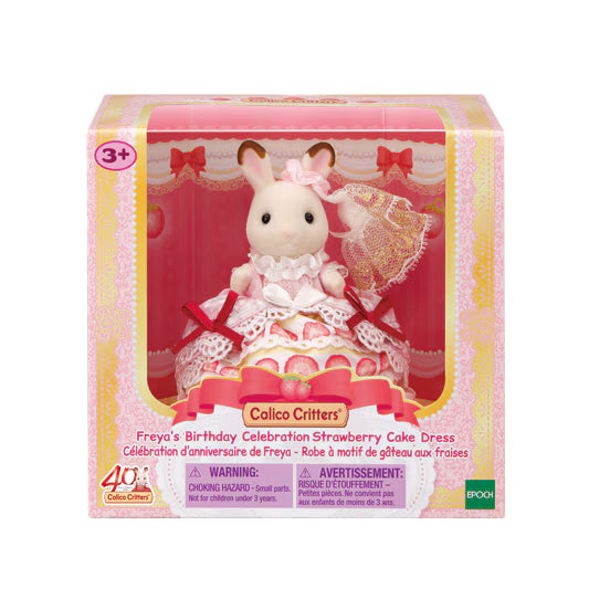 Calico Critters Freya's Birthday Celebration Strawberry Cake Dress