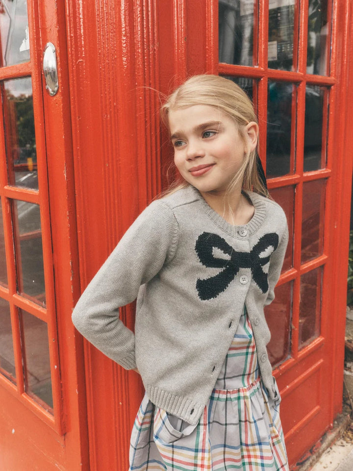 Tea Collection Bow Cardigan - Heather Grey