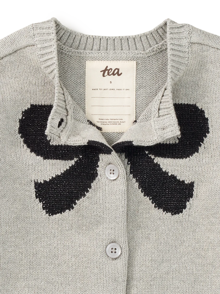 Tea Collection Bow Cardigan - Heather Grey