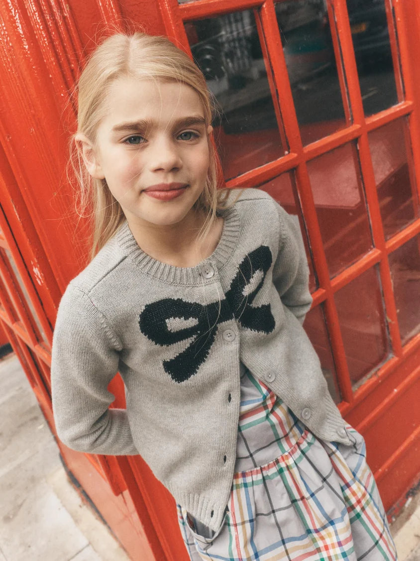 Tea Collection Bow Cardigan - Heather Grey