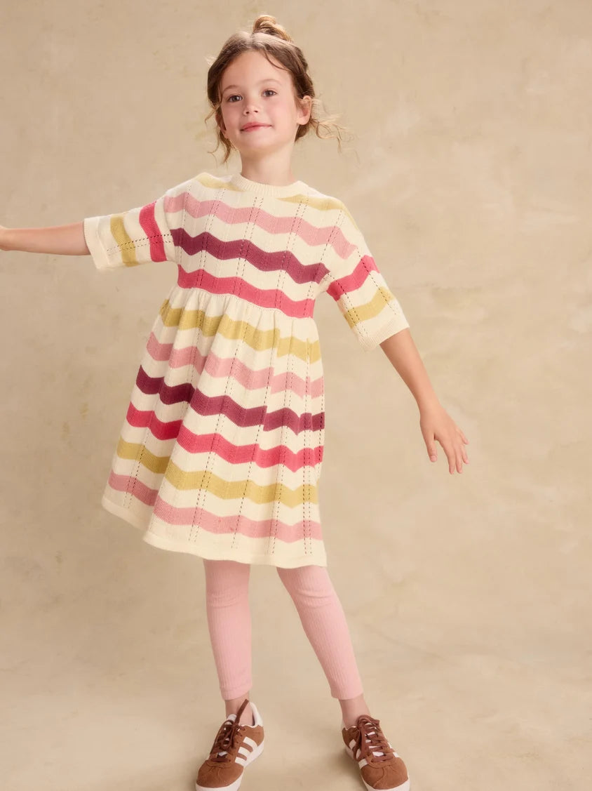 Tea Collection Pointelle Sweater Dress - Wavy Stripe
