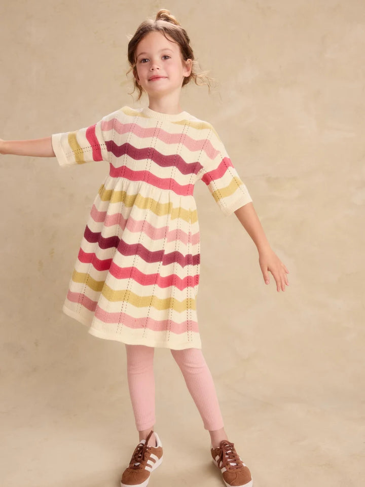 Tea Collection Pointelle Sweater Dress - Wavy Stripe