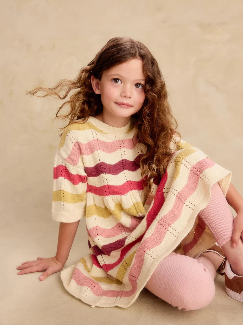 Tea Collection Pointelle Sweater Dress - Wavy Stripe