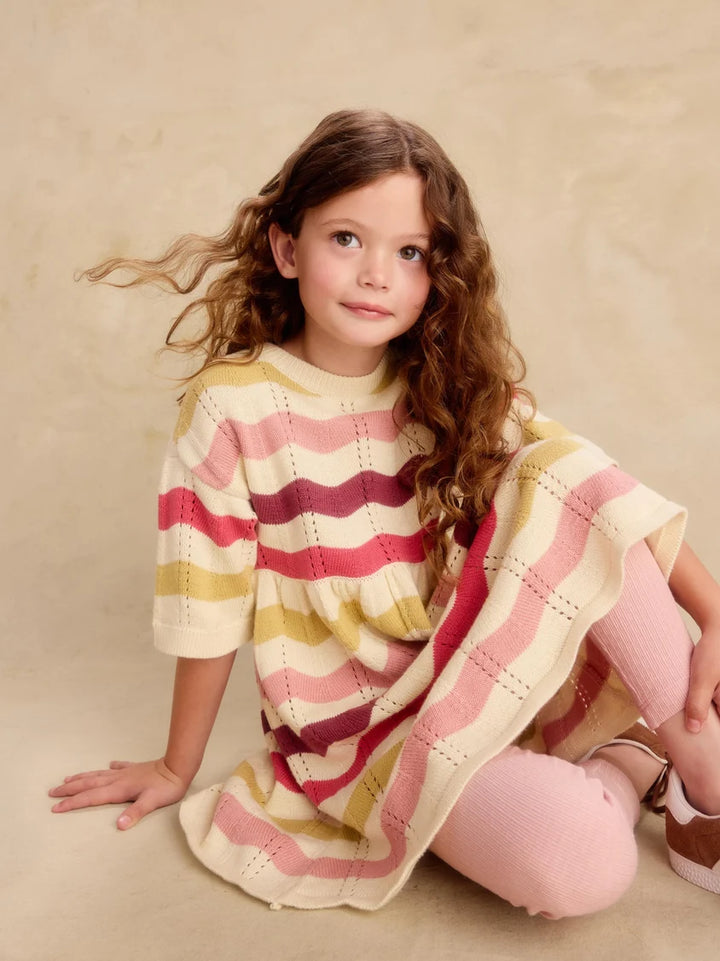 Tea Collection Pointelle Sweater Dress - Wavy Stripe