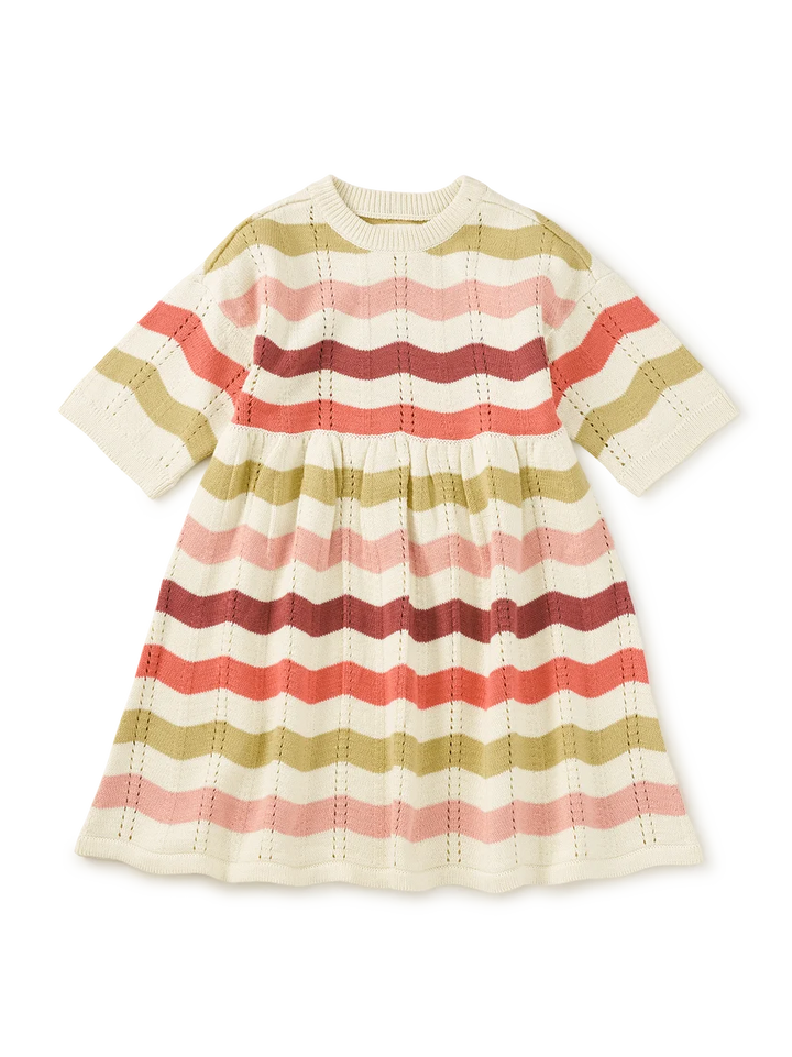 Tea Collection Pointelle Sweater Dress - Wavy Stripe